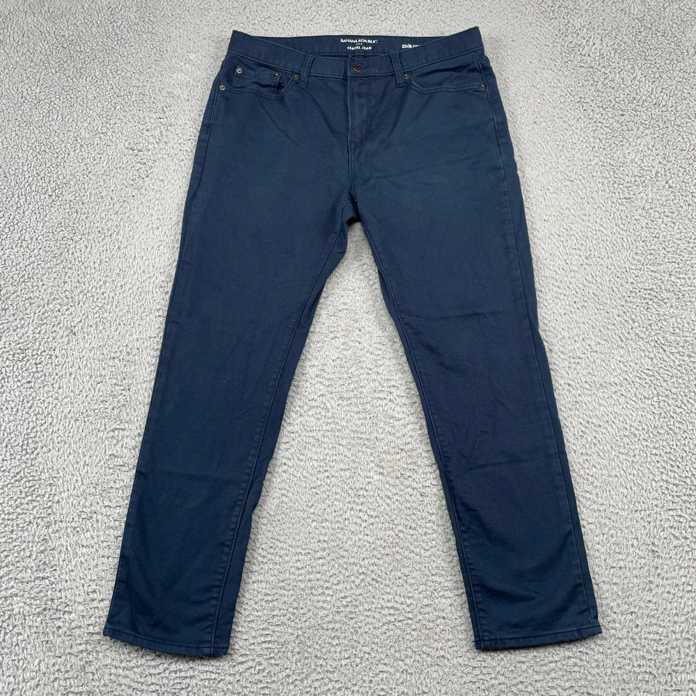 Banana Republic Travel Jean Mens 32x27 Navy Blue Athletic Fit Stretch 5-Pocket
